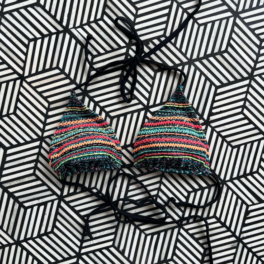 Colorful Striped Bikini Top